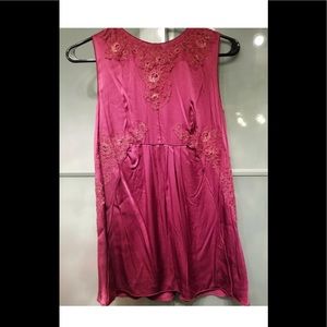 Dolce and Gabbana burgundy lace embroidered top